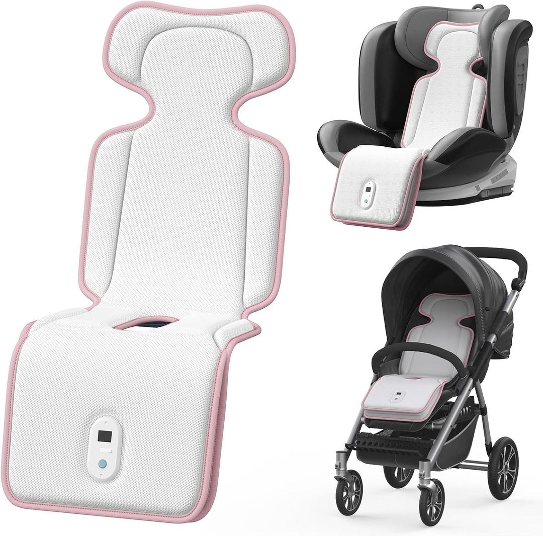 AMACOOL Baby Stroller Cooling Pad, 3D Breathable Carseat Cooling Pad with 2 Built-in Blower, Max 10H Ventilation 3 Speeds 10000mAh Rechargeable Cooling Mat Liner for Toddler Baby Summer Essentials
