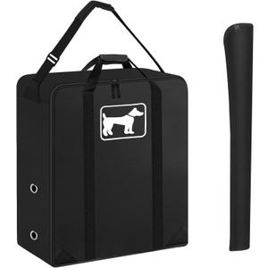 SIRUITON Dog Playpen Storage Bag Fits 32" H 8 Panels and 9 Stakes, Heavy Duty 600D Oxford Fabric Suitable for Foldable Exercise Pet Playpen, Dog Fence Travel Bag with Reinforcing Plate & Shoulder (Black)