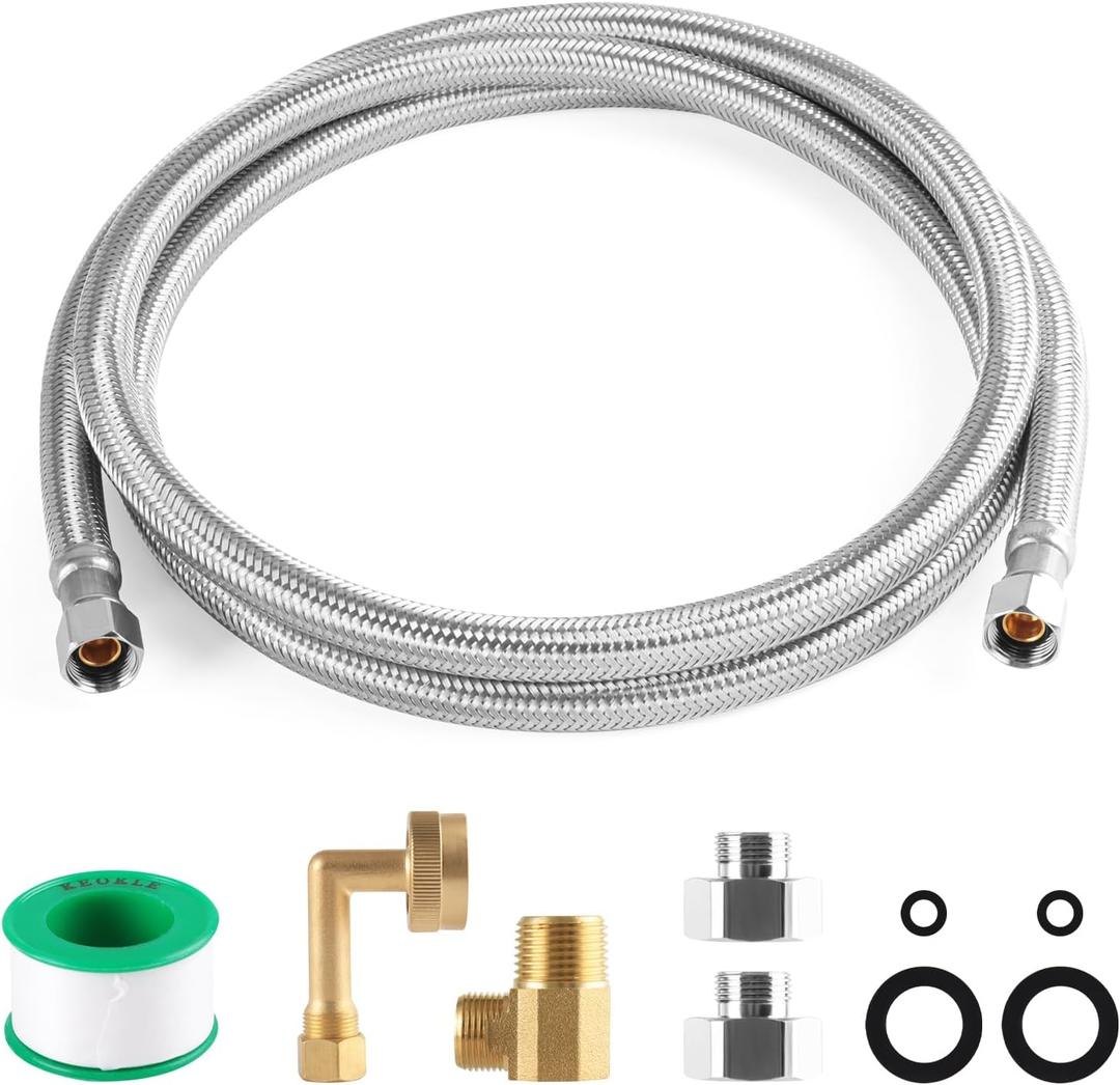 Dishwasher Installation Kit, 10ft Dishwasher Hose Braided Stainless Steel 3/8''x 3/8'' Universal Fit to Dishwasher Burst Proof water supply line