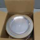 100PCS Clear Plastic Plates for Party, 10.25 Inch Disposable Plates with Gold Rim, Heavy Duty Dinner Plates for Christmas, Wedding and Birthday