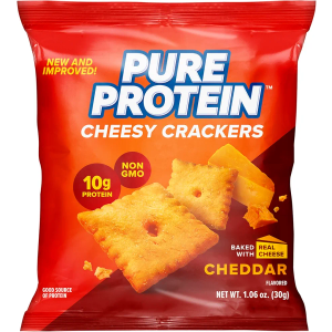 Pure Protein Cheesy Crackers, Cheddar, High Protein Snack, 10G Protein, 1.06 Oz (Pack of 12) EXP. 12/22/2026