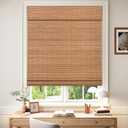 LazBlinds Cordless Blackout Bamboo Roman Shades, 34x64