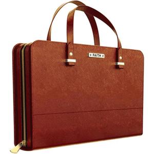 DEHITE Bible Bags for Women - Leather Bible Carrying Case - Pen Slots - Zippered Pocket - Premium PU Leather (Foxy)