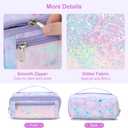 Large Pencil Case for Girls, Aesthetic Pencil Pouch for School, Wide Opening Organizer Box with Handle, Fits 50 Pens & Markers (Glitter Purple Tie-Die)
