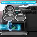 Universal Center Console Armrest Organizer with Wireless Charging Phone Holder Cup, Truck Bench Seat Center Console, Rear Bench Seat Armrest van, Car Minivan Truck,Center Console Armrest Organizer