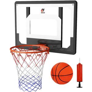 CYFIE Large Wall Mount Basketball Hoop Set with Door Hooks, 32" x 23" Backboard, Spring Rim, Indoor Outdoor Basketball Practice Equipment for Adults