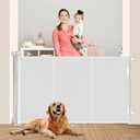 Upgraded 71" Retractable Baby Gates with Reinforced Strip Design to Prevent Crawling Through, 42" Extra Tall Retractable Gates, 6 FT Retractable Dog Gate for Stairs, Doorways, Hallways (White)