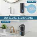 Automatic Soap Dispenser, Hand Soap Dispenser 12.8oz/380ml Smart Rechargeable, Black Soap Dispensers with 6-Level Touchless, Wall Mounted or Countertop Dish Soap Dispensing for Bathroom & Kitchen