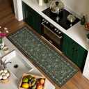 Runner Rugs 2x7 Boho Washable Area Rugs for Entryway Bathroom Kitchen, Long Rugs for Hallway Soft Low Pile Non-Slip Rubber Backing Oriental Dark Green