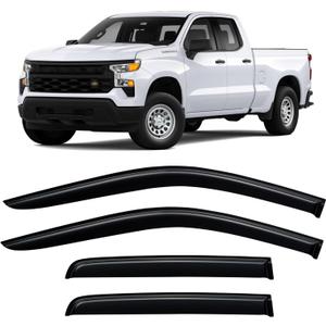 Window Rain Guards for 2019-2026 Chevy Silverado/GMC Sierra 1500 Double Cab, Window Vent Wind Visors Shades Deflectors for 20-26 Silverado/Sierra 2500HD 3500HD