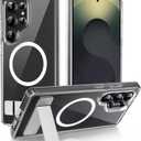 for Samsung Galaxy S25 Ultra Case Clear with Invisible Kickstand, [Fit for Magsafe][Anti-Yellowing], Anti-Slip Military Grade Shockproof Protective Magnetic Phone Case, Clear Stand