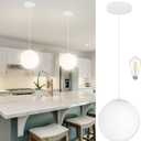 KoKo&Yukina 10 Inch Pendant Light White Globe Pendant Lights Kitchen Island Mid Century Light Fixture Adjustable Globe Pendants Lights with Milky White Glass Shade for Dining Room Living Room