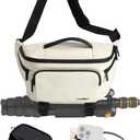 Waterproof Camera Waist Bag - Portable Fanny Pack, Compact Camera Case with Tripod Holder, Daily Crossbody Bag for Canon Nikon Sony DSLR/SLR/Mirrorless Camera, Can accommodate 1 Camera 2 Lens, White (Large)