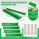 Upgraded Version,Mahjong Racks with Pushers,20 Inch,Wooden American Mahjong Tile Pushers and Racks Set of 4, with 4 Mahjong Racks Drawstring Bag, Mahjong Accessories Green, 20 x 2.65 x 1.15 inches
