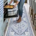 DEXI Kitchen Floor Mats Cushioned Anti Fatigue Runner Rug 23x86 Light Blue | Soft Comfort Memory Foam, Easy Care, Waterproof, Standing Padded for Front Sink Laundry Office Farmhouse