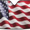 American Flag Windshield Sun Shade for Front Patriotic Flying USA Flags Car Window Shades Protector Foldable Reflective UV Rays Keep Your Vehicle Cool Fit Car Truck SUV (55*27.6inch)