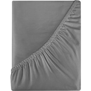 Royale Linens 400 Thread Count 100% American Grown Cotton Fitted Sheet Queen Size - All Around Elastic Fitted Sheet - Luxury Sateen Weave - Snug Fit Bottom Sheet Fit Up to 16" (Queen, Spanish Slate)