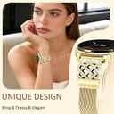 Magnetic Strap for Galaxy Watch 8 / Watch 8 Classic Band, Metal Milanese Slim Dressy Bracelet for Samsung Watch Bands Women, Starlight Rose Gold Sport Mesh Loop Bling Wristband 40mm 44mm 46mm Gilr Gift