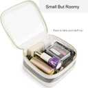 Clear Makeup Bag Travel Size Toiletry Bag Organizer Case Quality PU Leather Transparent Small Cosmetic Bag Car Bag for Essentials with Durable Zipper (White)