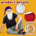 22 Pcs Halloween Dwarf Cosplay Costumes Hats Gnome Fake Ears,Fake Beard and Red Princess Hairband for Halloween Party Adult Dwarf Set