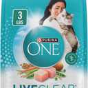Purina ONE LiveClear Allergen-Reducing Cat Food Dry Formula with Real Chicken As The Number One Ingredient - 3 lb. Bag