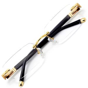 HIGHLIKE Rimless Reading Glasses, Spring Hinge Readers, Diamond Cut Edge Design Blue Light Glasses, Golden 2.25 x