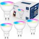 GU10 Smart Light Bulbs 50W Equivalent, 38Beam Angle, Smart Bulb Compatible with Alexa/Google Assistant/Smart Life, 5W 420LM, RGBCW Spotlight Track Light, 2.4GHz WiFi, ETL Listed, 4PCS (Multi-colored)