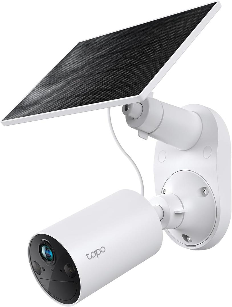 Tapo SolarCam 1080p Outdoor Wireless Security Camera - Battery Power with Solar, Person Detection, Subscription-Free Local Storage or Optional Cloud, Works with Alexa & Google Assistant, C402 KIT (White)