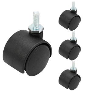 4pcs 1 Inch Swivel Caster Wheels, M6 Threaded Stem Caster Wheels, Heavy Duty Casters, Black Nylon Wheel Replacement for Furniture, Table, Cabinet, Shelf