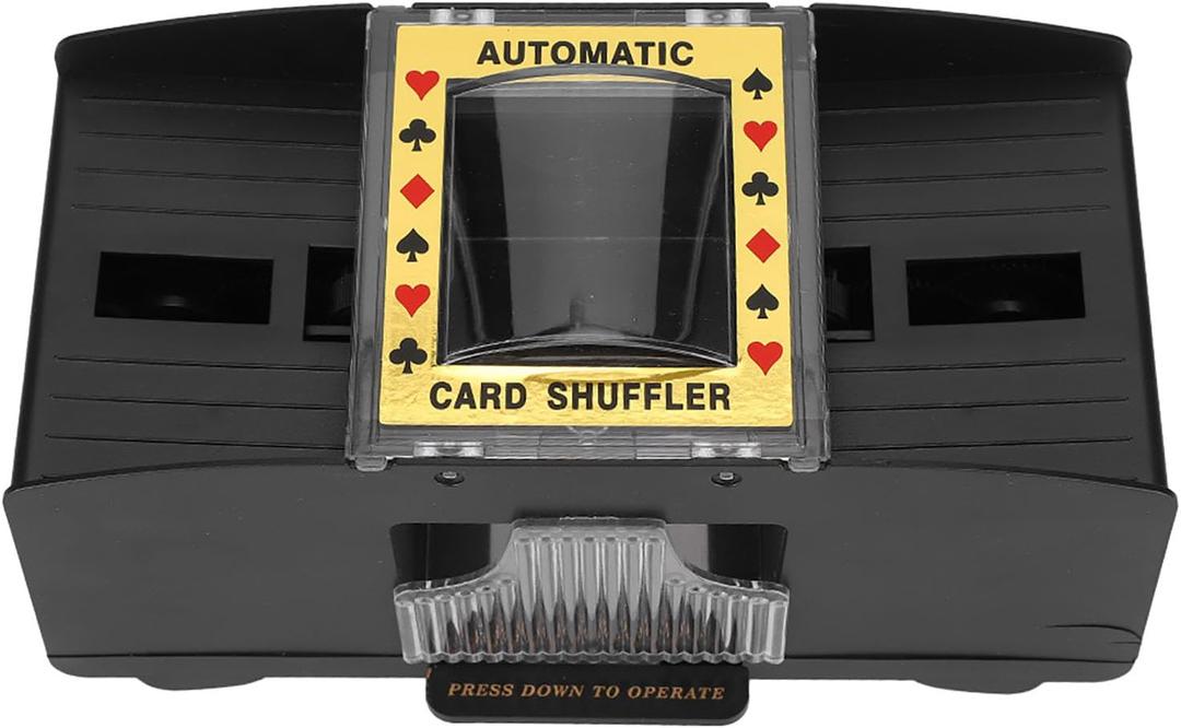 Pongnas Electric 2 Deck Automatic Card Shuffler for Seniors Easy to Use Shuffling Machine with Quiet Motor Home & Game Nights