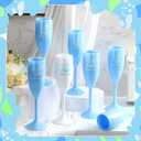 Reallnaive 12 Pcs Last Toast on the Coast Bachelorette Cups Champagne Flutes Plastic Bridal Showers Party Favors Decorations Something Blue Wine Glass Reusable Cups Supplies