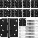 KOLET Ball Bearing Door Hinges, 4 x 4 Inches Black Door Hinges, Heavy Duty Stainless Steel Hinges, Square and 5/8'' Radius Corner, Smooth and Quiet, Non Removable Pin, Matte Black, 12 Pack