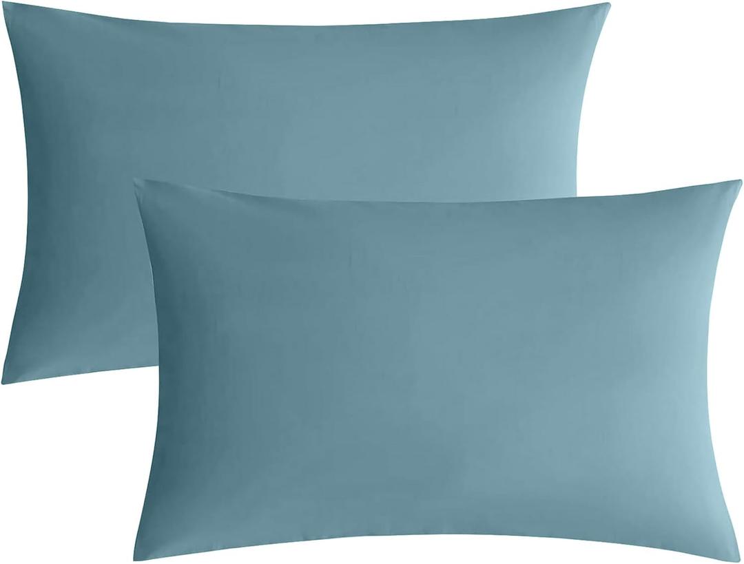 JELLYMONI Pillowcases Standard Set of 2 Cotton Envelope Pillow Covers Grayish Blue 2026in Bed Pillow Case 100% Washed Cotton Soft Breathable (Pillows are not Included)