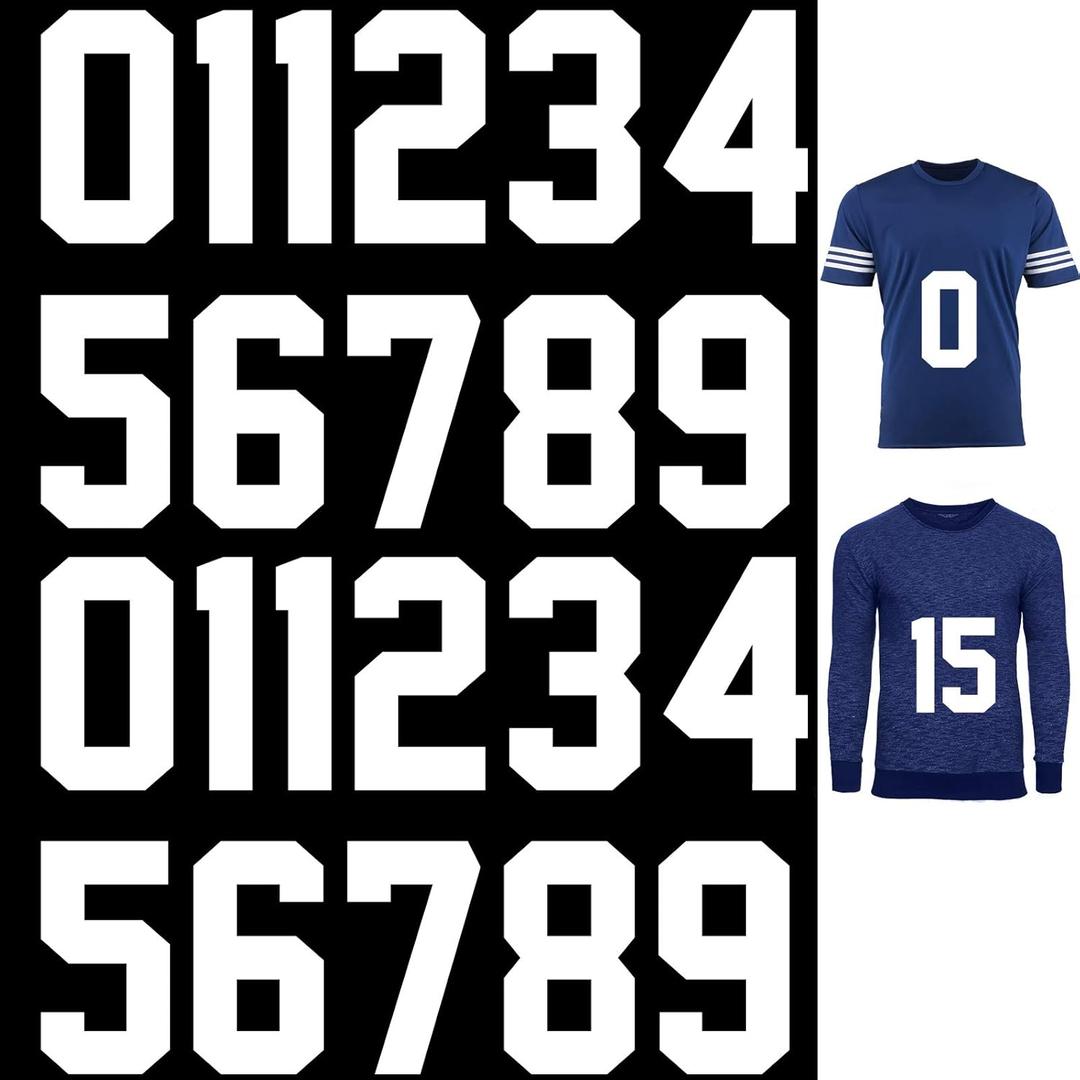 Zonon 22 Pieces Iron on Numbers T Shirt Heat Transfer 0 to 9 Jersey Numbers for Team Uniform Sports(White,8 Inch)