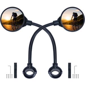 2 Pack Bicycle Mirror for Handlebars  Adjustable Bike Mirror Handlebar Mount, Wide Field of View for Safe Cycling, Easy Installation, Vibration-Free (Black-round)