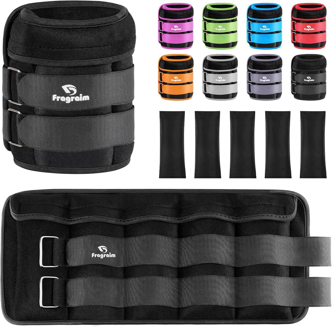 Fragraim Adjustable Ankle Weights 1-20 LBS Pair with Removable Weight for Jogging, Gymnastics, Aerobics, Physical Therapy, Resistance Training|Each 2-10 lbs, Total 20LBS, Black