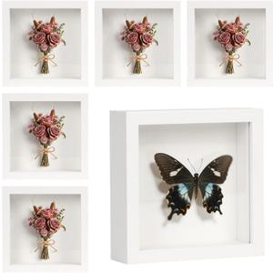 6 Pack Shadow Box Frame - 1.2" Deep Shadow Boxes 3D Picture Frame (6 Pcs/White, 5"x5")