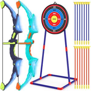 2 Pack Bow and Arrow Set for Kids, Light Up Archery Set with 14 Suction Cup Arrows, Archery Targets Outdoor Games for Kids Ages 4-8 8-12, Birthday Gifts Toys for 5 6 7 8 9 10 11 12 Year Old Boys Girls (Blue&purple)