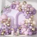 Ouddy Party Dusty Purple Balloon Arch Garland Kit, Different Sizes 18 12 10 5Inch Purple Pink Lavender Sand Rose Gold Metal Confetti Balloon for Bridal Baby Shower Wedding Birthday Party Decoration