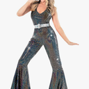 Morph Disco Costume Women - 70s Retro Jumpsuit Costume For Parties & Halloween - 70s Disco Outfits For Women, Large