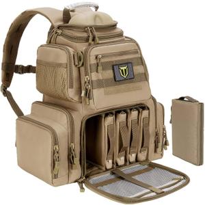 TIDEWE Tactical Range Backpack Bag for Gun and Ammo with Pistol Case (Khaki)