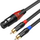  Female XLR to Dual RCA Y Splitter Patch Cable,Unbalanced XLR Female to 2 RCA/Phono Plug Stereo Audio Interconnect Duplicator Lead - 6.6 Feet