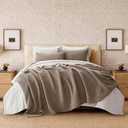 100% Cotton Waffle Coverlet Set, Queen Size, Truffle Taupe Brown | Soft Premium Waffle Weave Cotton Bed Blanket, Lightweight Oversized Bedspread, All Season 3-Piece Bedding Set with 2 Shams