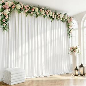 White Backdrop Curtain - 10FTx10FT White Drapes for Backdrop Parties Soft Polyester Photo Back Drop Wedding Decorations Photoground Back Drop Stain-Resistant for Back Drop Stand, 2Panels