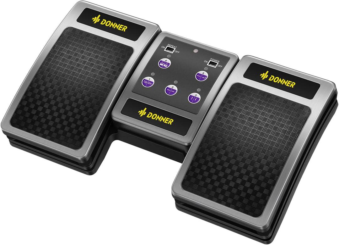 Donner Bluetooth Page Turner Pedal for Tablets and Phones Rechargeable Wireless Foot Pedal, Silver 