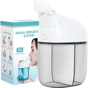 Nasal Irrigation System, Nasal Care, Sinus Rinse Machine, Nasal Rinse Machine, Nasal Cleaner with Auto Waste Collection Function for Sinus, Runny Nose, Nasal Congestion Grey (Gray)