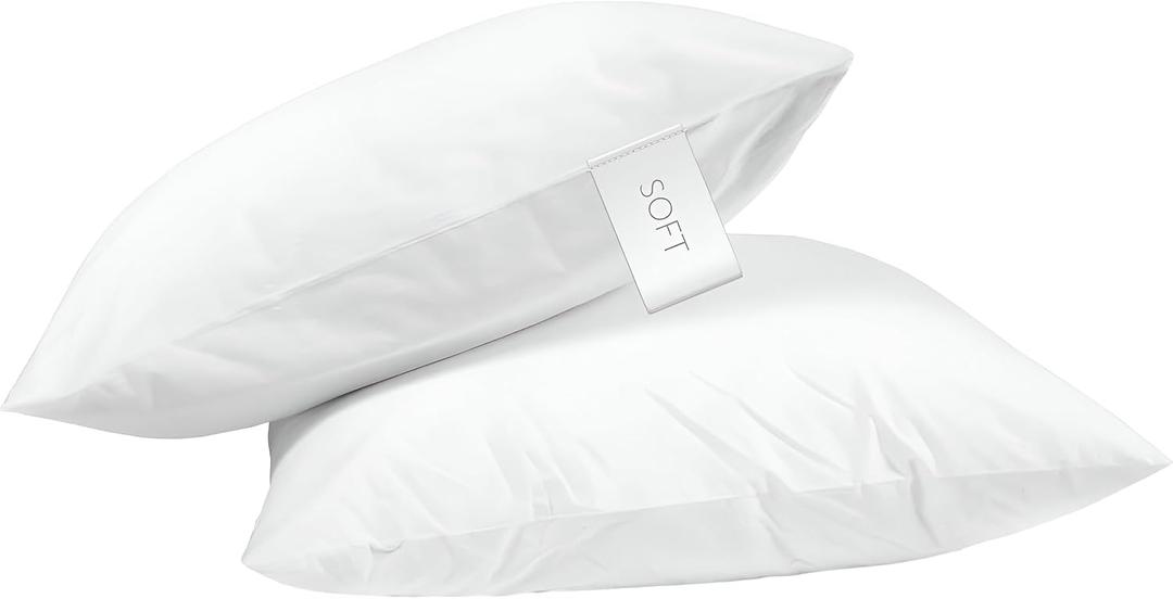 Digital Decor 100% Cotton Luxury Hotel Pillows Standard Size Set of 2, Cooling Down Alternative Bed Pillows for Sleeping, Hypoallergenic Soft Pillows for Side & Back Sleepers, Made in USA, 26" x 20"