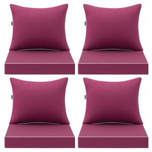 MIULEE Hot Pink Outdoor Seat Cushion 24x24 Set of 4 Waterproof Cushions