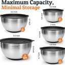 Priority Chef Stainless Steel Mixing Bowls with Lids Set, 3 Grater Attachments, Airtight Lids, Non-Slip Silicone Base Mixing Bowl Set, Large Prep Metal Mixing Bowls for Kitchen, Black