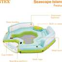 Intex Seascape Inflatable Island Float Ultimate Water Hangout Lounge with Built In Cooler Area, Cup Holder, and Oversized Backrests for Adults, Large